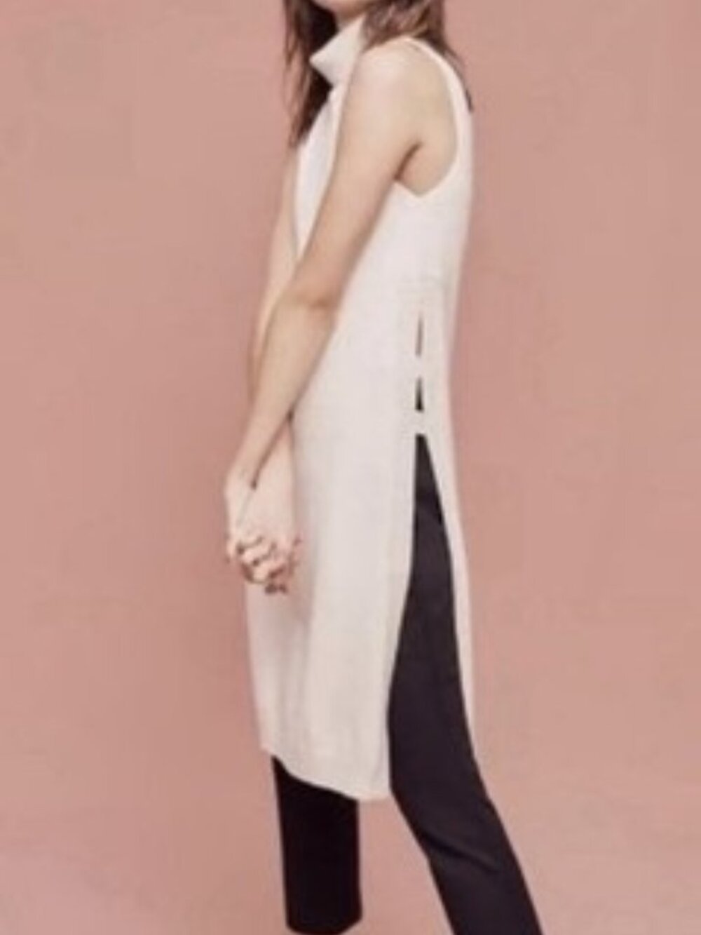 La Fee Verte Anthropologie NWT Renna Ivory Turtle Neck Tunic Sweater Top-Medium